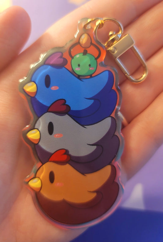 Chicken stack keychain
