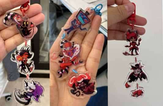 Hazbin/Helluva dangle keychains