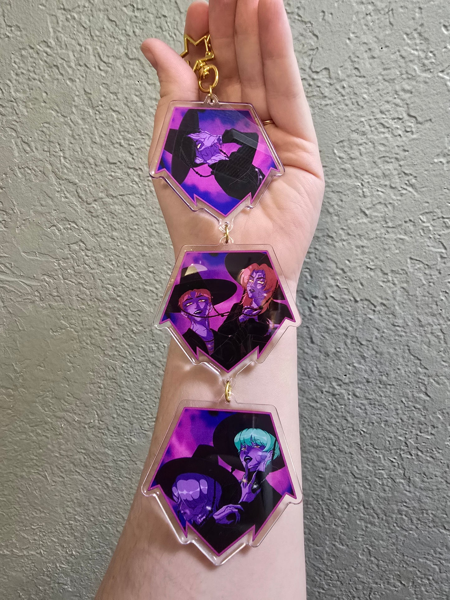 Saja boys double sided dangle keychain