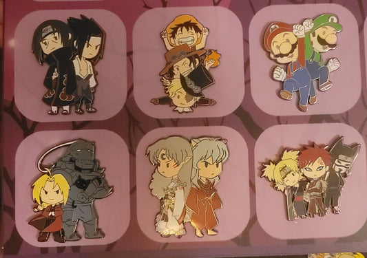 Siblings enamel pins