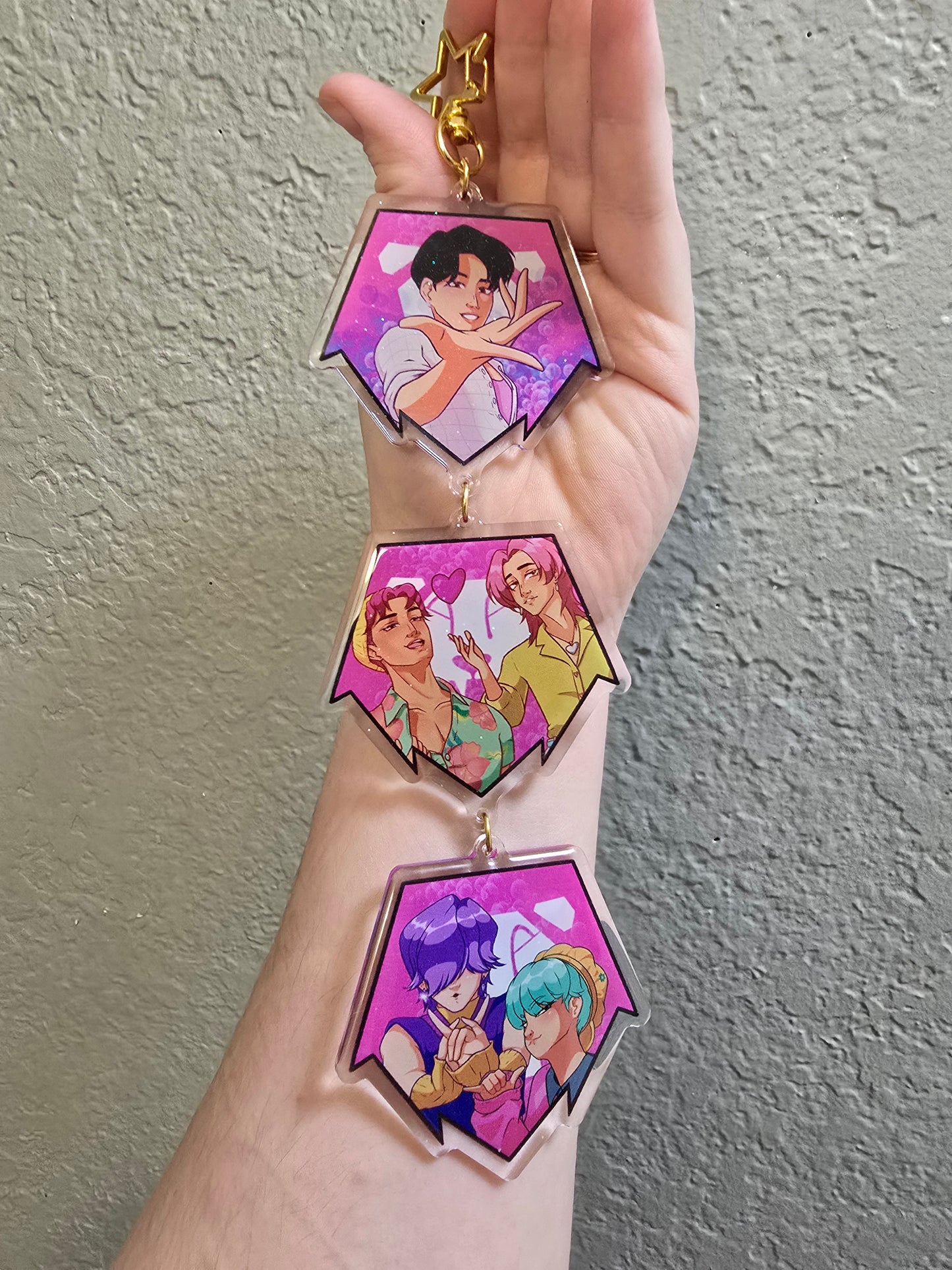 Saja boys double sided dangle keychain