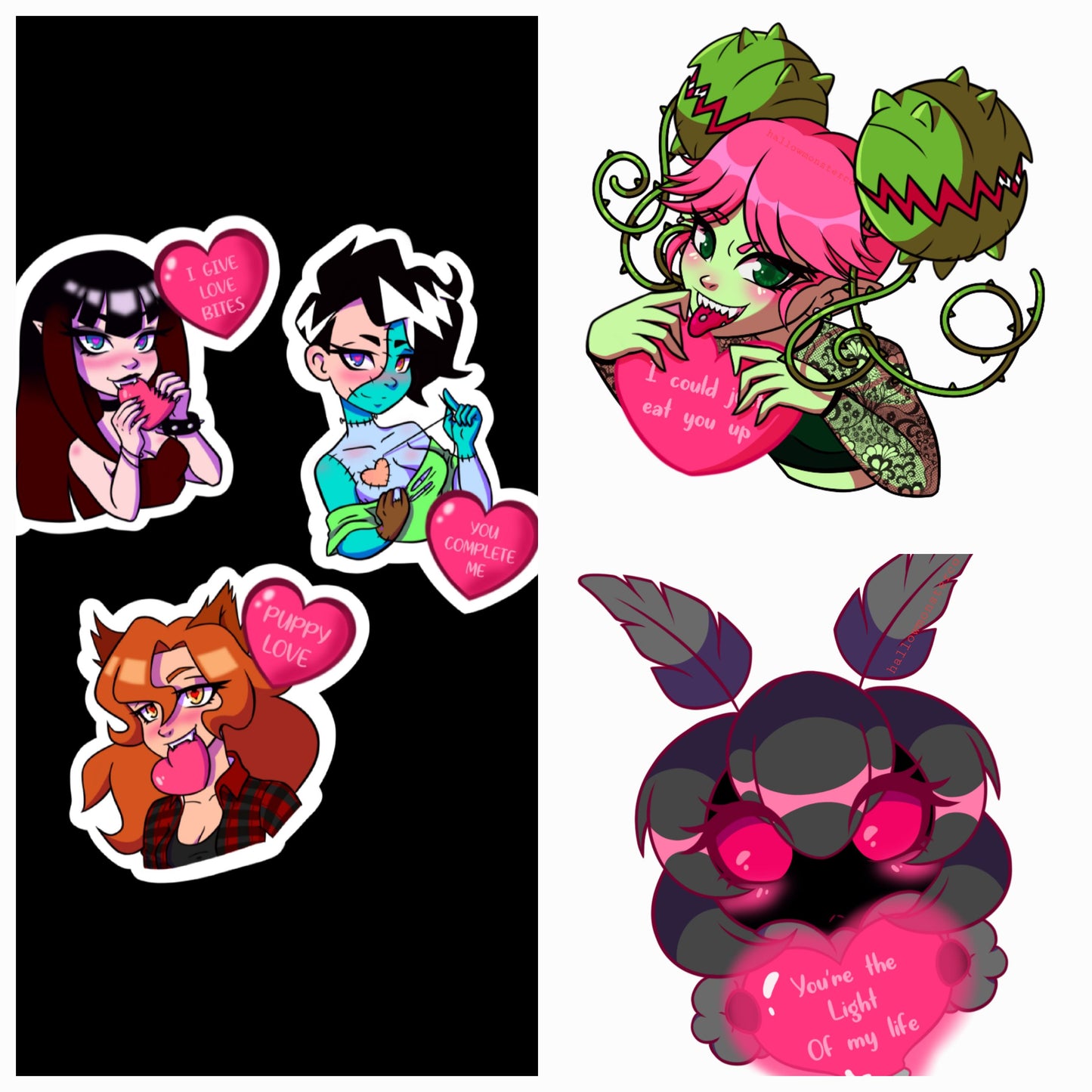 Valentine Monster girl stickers